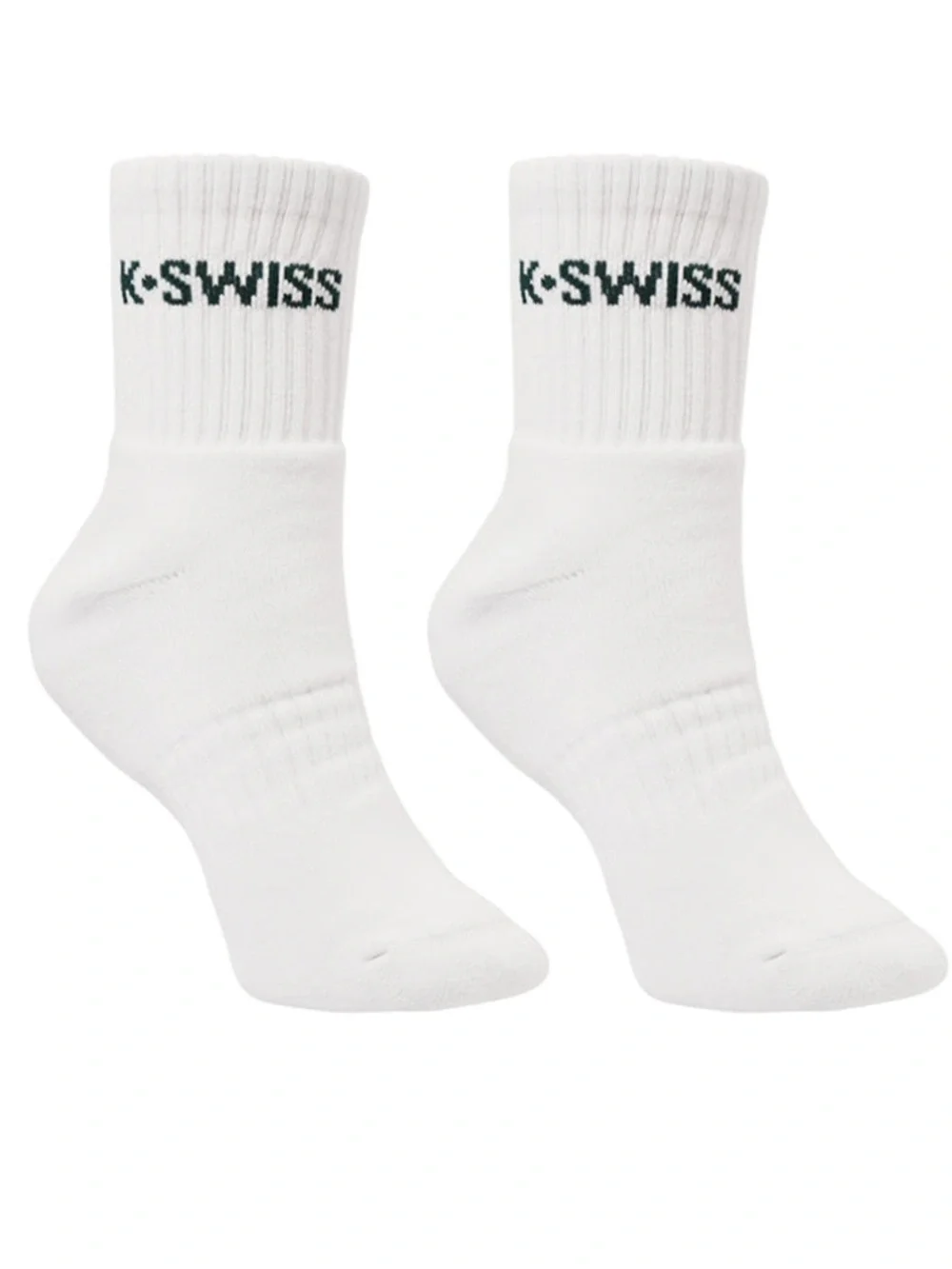 K-Swiss White Crew Athletic Socks with Black Logo